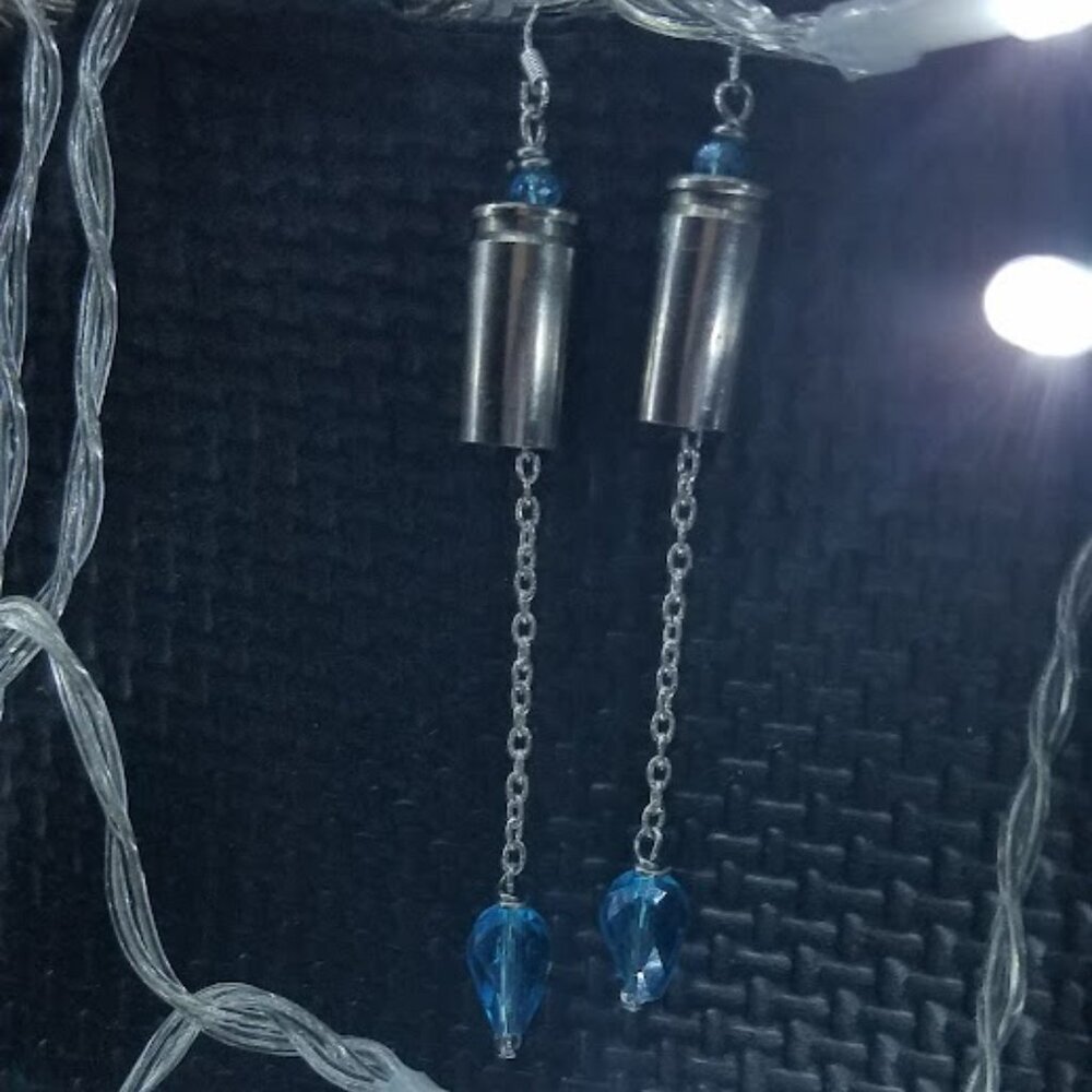 Teardrop Bullet Crystal Earrings - Picture 2 of 5